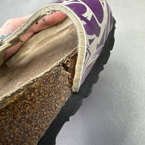 Birkenstock Birki's Womens Size 8 Sandals Purple Floral Birko-Flor Triple Buckle - Picture 8 of 10